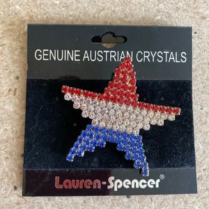 New Lauren Spencer Patriotic Star Pin brooch (Red White Blue) USA Jewelry